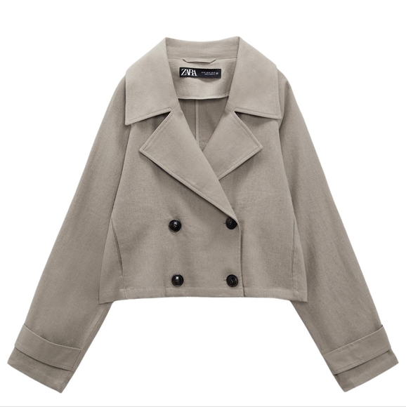 Zara CROPPED LINEN BLEND TRENCH - Picture 2 of 10